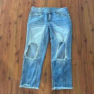 True religion STARR  light wash ripped cropped jeans with zipper 29